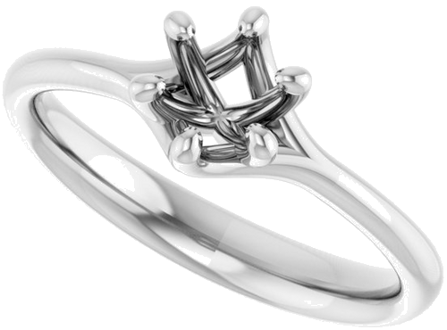 10K White 5.2 mm Round Engagement Ring Mounting (5)