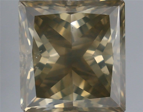 3.18 carat Fancy Dark Brown Greenish Yellow-SI2 Natūralus Princess Deimantas (1)