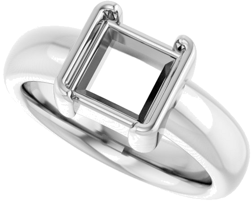 Sužadėtuvių Žiedas „Half-Bezel Solitaire“ 14k white gold Square 7mm (5)