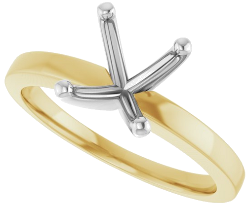 14K Yellow White 9x7 mm Oval Solitaire Engagement Ring Mounting (5)