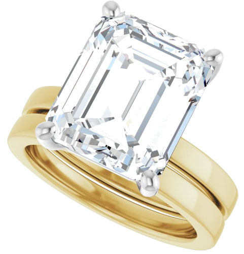 Sužadėtuvių Žiedas „Solitaire“ 14k yellow/white gold Emerald 12mm x 10mm (10)