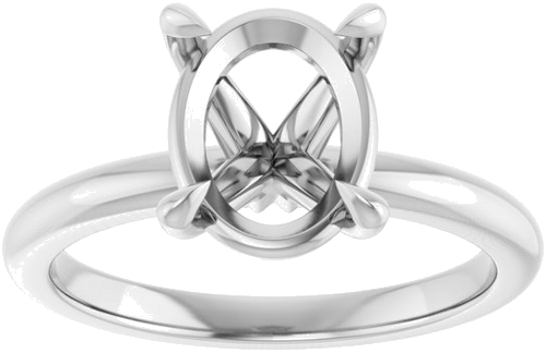 14K White 10x8 mm Oval Solitaire Engagement Ring Mounting (3)