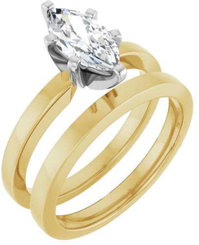 Sužadėtuvių Žiedas „Solitaire“ 14k yellow/white gold Marquise 10mm x 5mm (6)