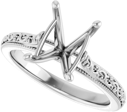 Sužadėtuvių Žiedas „Solitaire Sculptural“ 14k white gold Emerald 9mm x 7mm (5)