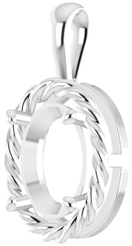 Pakabukas „Rope“ 585 Baltojo Aukso Oval 10mm x 8mm (2)