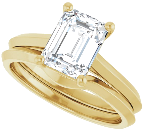 Sužadėtuvių Žiedas „Solitaire“ 585 Geltonojo Aukso Emerald 8mm x 6mm (10)