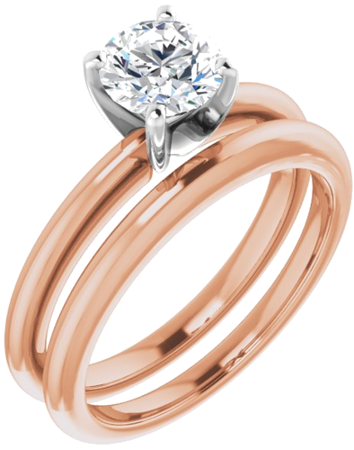 14K Rose   White  6 mm Round Solitaire Engagement Ring Mounting (6)