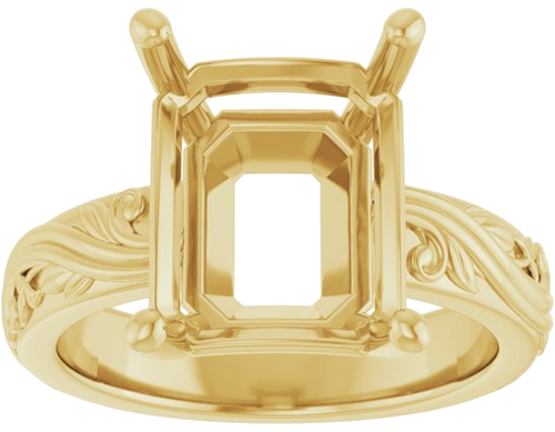 Sužadėtuvių Žiedas „Solitaire Sculptural“ 14k yellow gold Emerald 12mm x 10mm (3)
