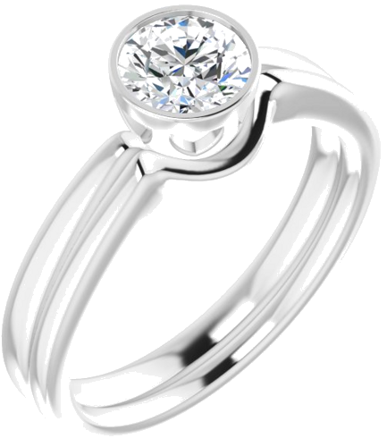 Sužadėtuvių Žiedas „Bezel-Set Solitaire“ 14k white gold Round 5.8mm (6)
