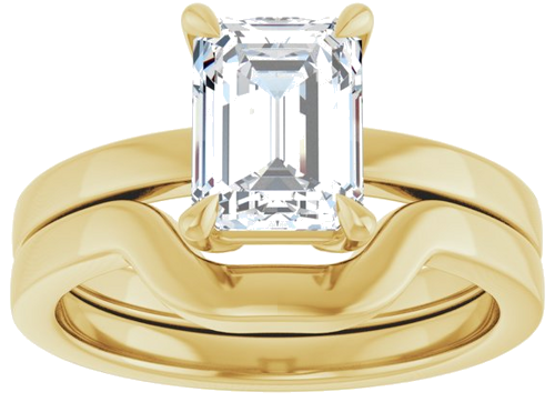 14K Yellow 8x6 mm Emerald Solitaire Engagement Ring Mounting (8)