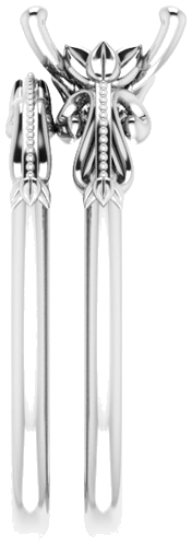 14K White 7x5 mm Emerald Sculptural-Inspired Engagement Ring Mounting (9)