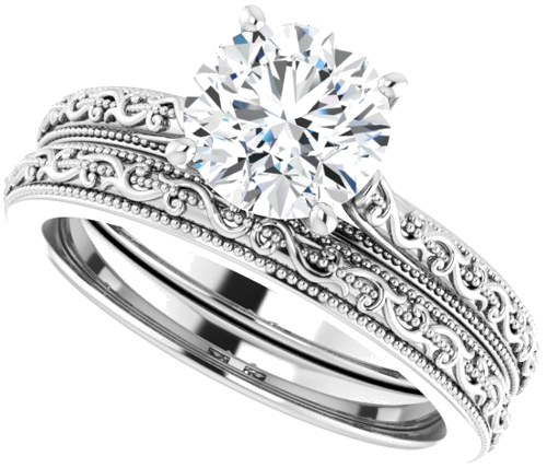 Sužadėtuvių Žiedas „Solitaire“ 585 Baltojo Aukso Round 7mm (10)