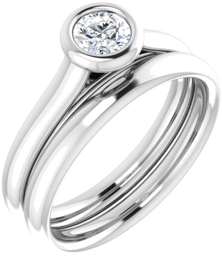 Sužadėtuvių Žiedas „Bezel-Set Solitaire“ 14k white gold Round 4.4mm (6)