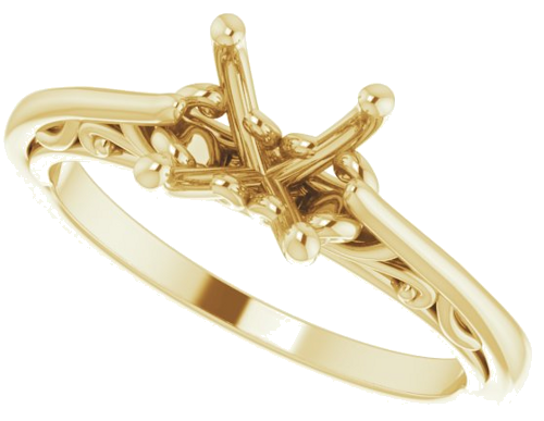 Sužadėtuvių Žiedas „Solitaire“ 585 Geltonojo Aukso Round 7mm (5)