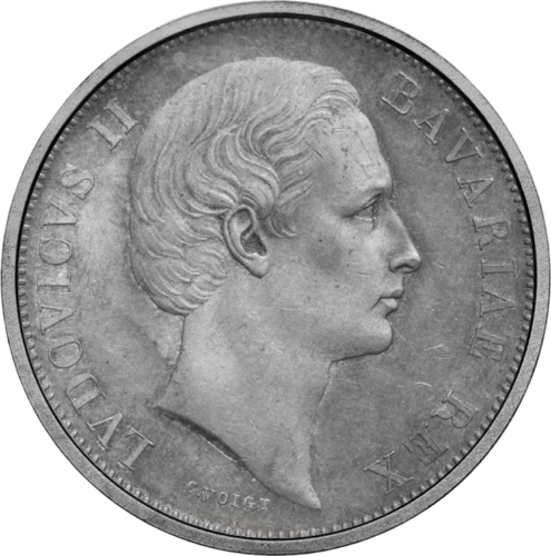 1 Гулден Лудвиг II (1866-1871) Мадона Талер Сребърна монета на Германската империя (2)