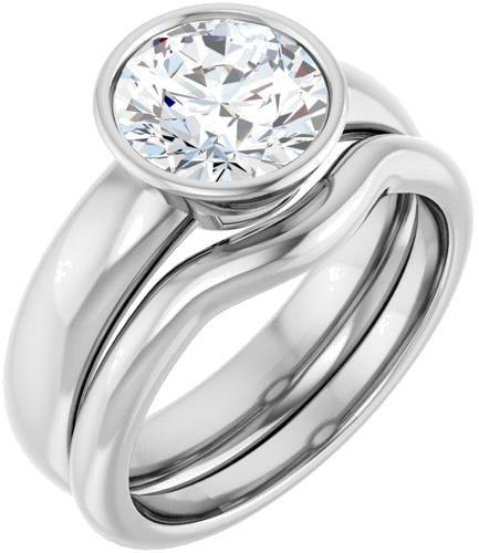 Sužadėtuvių Žiedas „Bezel-Set Solitaire“ 585 Baltojo Aukso Round 8mm (6)