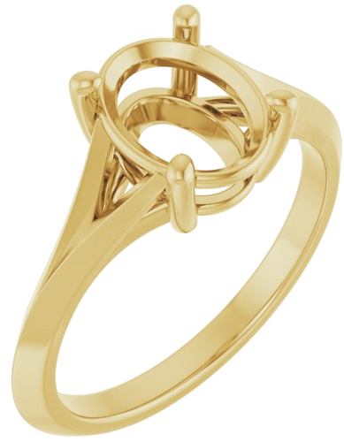 Sužadėtuvių Žiedas „Solitaire Split Shank“ 10k yellow gold Oval 9mm x 7mm (1)