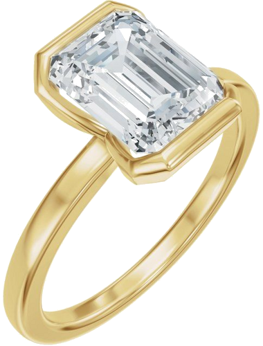 Sužadėtuvių Žiedas „Half Bezel Solitaire“ 14k yellow gold Emerald 8.5mm x 6.5mm (1)