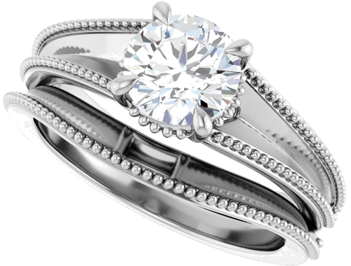 Sužadėtuvių Žiedas „Claw-Prong Solitaire“ 14k white gold Round 6.5mm (10)