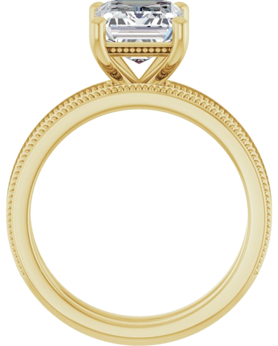 Sužadėtuvių Žiedas „Solitaire Milgrain“ 14k yellow gold Emerald 9mm x 7mm (7)