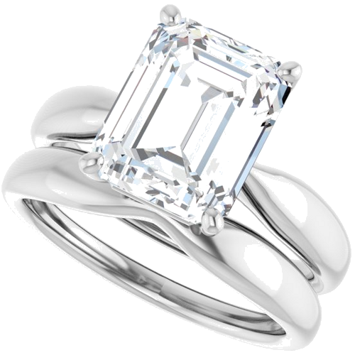 Sužadėtuvių Žiedas 14k white gold Emerald 10mm x 8mm (10)