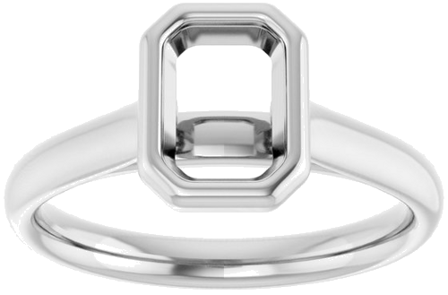 14K White  7x5 mm Emerald Solitaire Engagement Ring Mounting (3)