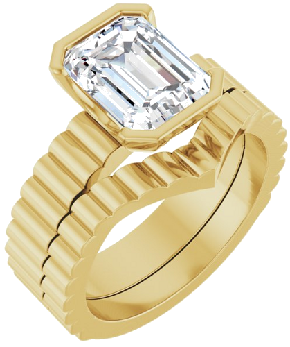 Sužadėtuvių Žiedas „Half-Bezel Solitaire“ 14k yellow gold Emerald 9mm x 7mm (6)