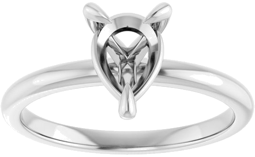 14K White  8x6 mm Pear Solitaire Engagement Ring Mounting (3)