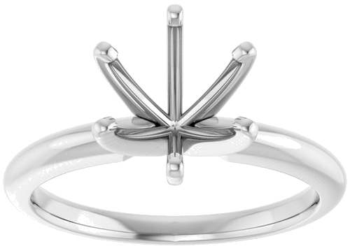 14K White 8 mm Round 6-Prong Solitaire Ring Mounting (3)