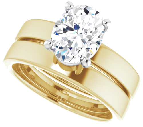 Sužadėtuvių Žiedas „Solitaire“ 14k yellow/white gold Oval 9mm x 7mm (10)