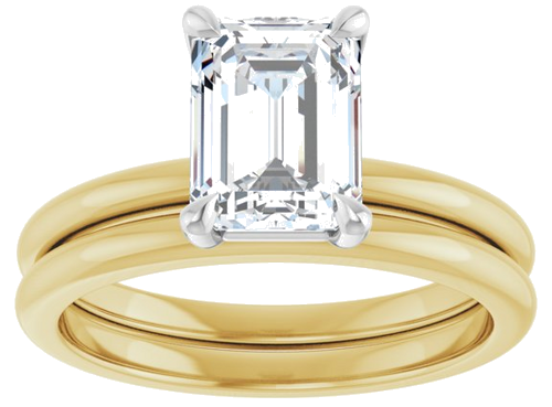 Sužadėtuvių Žiedas „Claw-Prong“ 14k yellow gold & platinum Emerald 8mm x 6mm (8)