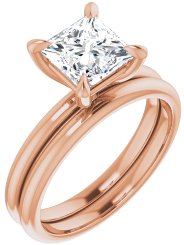 14K Rose  6.5x6.5 mm Square Solitaire Engagement Ring Mounting (6)