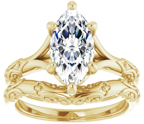 Sužadėtuvių Žiedas „Solitaire Split Shank“ 585 Geltonojo Aukso Marquise 12mm x 6mm (8)