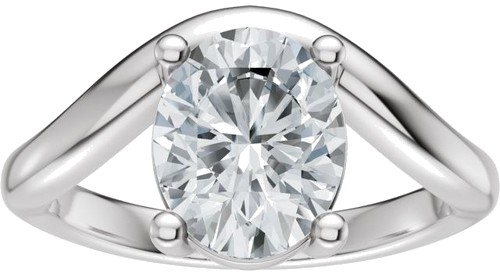 Sužadėtuvių Žiedas „Solitaire Asymmetric“ 14k white gold Oval 9mm x 7mm (3)