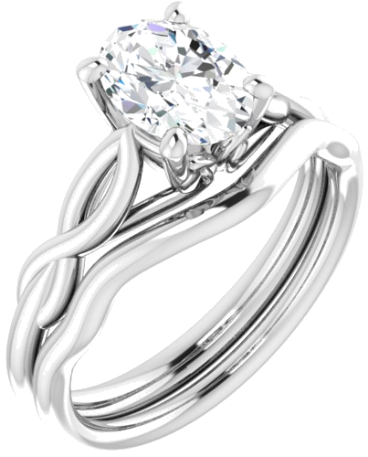 Sužadėtuvių Žiedas „Solitaire Sculptural“ 10k white gold Oval 8mm x 6mm (6)