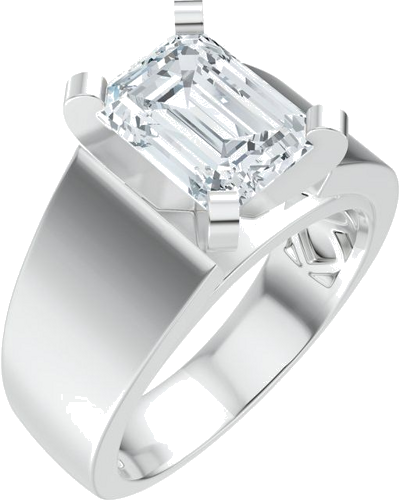 Sužadėtuvių Žiedas „Solitaire Cathedral-Style“ 14k white gold Emerald 10mm x 8mm (1)