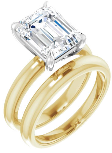 Sužadėtuvių Žiedas „Solitaire“ 585 Baltojo Ir Geltonojo Aukso Emerald 10mm x 8mm (6)