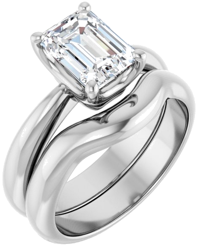 Sužadėtuvių Žiedas „Solitaire Crown-Inspired“ 14k white gold Emerald 8mm x 6mm (6)