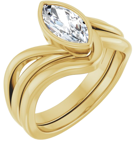 Sužadėtuvių Žiedas „Bezel-Set“ 14k yellow gold Marquise 9.5mm x 5mm (6)