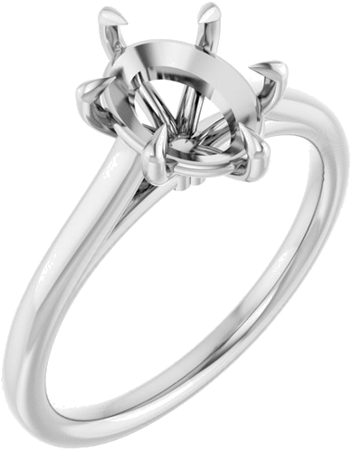 Sužadėtuvių Žiedas „Claw-Pong“ 14k white gold Oval 9mm x 7mm (1)
