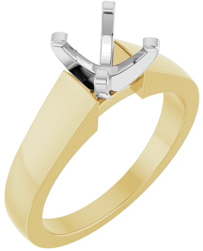14K Yellow White 7 mm Round Solitaire Engagement Ring Mounting (1)