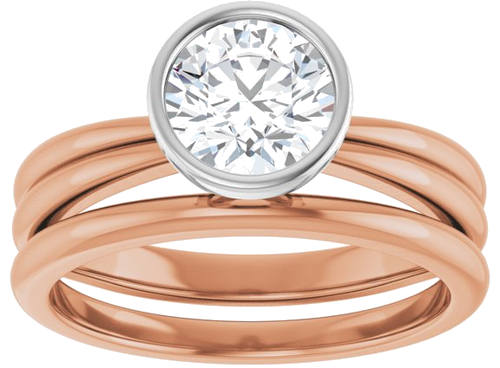 Sužadėtuvių Žiedas „Bezel-Set Solitaire“ 14k rose/white gold Round 6.5mm (8)