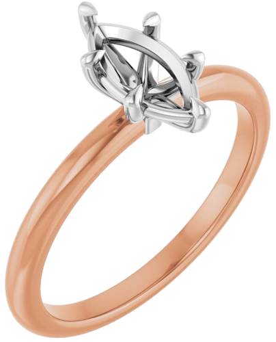 Sužadėtuvių Žiedas 585 Baltojo Ir Rožinis Aukso Marquise 9mm x 4.5mm (1)