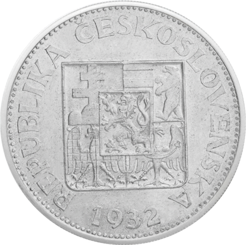 10 kronų (1930-1933) Čekoslovakija sidabrinė moneta (2)