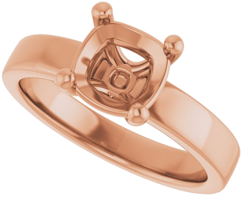 14K Rose 7 mm Cushion Solitaire Engagement Ring Mounting (5)