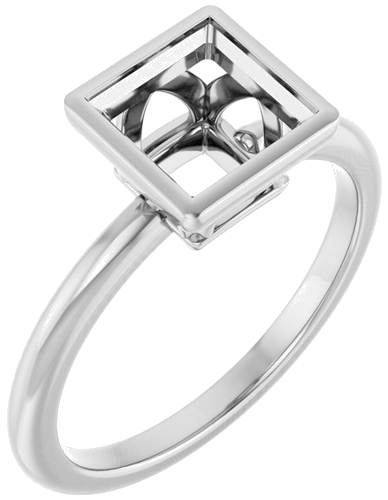 Sužadėtuvių Žiedas „Bezel-Set“ 14k white gold Square 6.5mm (1)