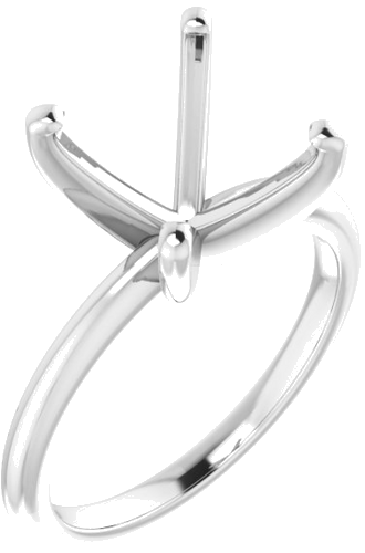 14K White  11 mm Round Solitaire Engagement Ring Mounting (1)