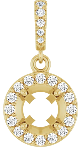 Pakabukas „Halo-Style“ 14k yellow gold Round 6mm (1)