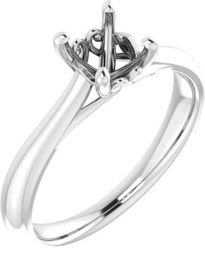 Sužadėtuvių Žiedas „Solitaire“ 585 Baltojo Aukso Round 6mm (1)