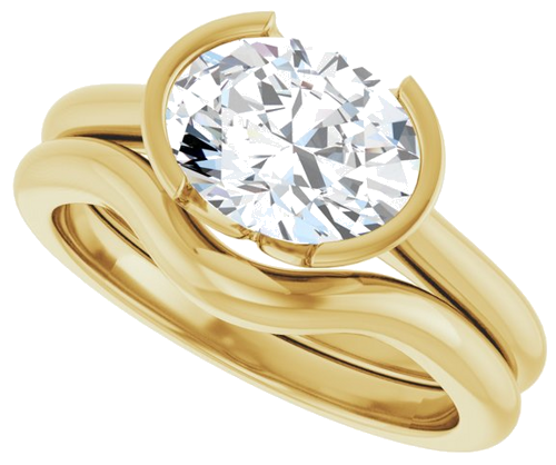 Sužadėtuvių Žiedas „Half-Bezel Solitaire“ 14k yellow gold Oval 9mm x 7mm (10)